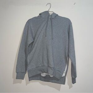 Everlane Heather Grey Fleece Lined Side Slit Cropped Hooded Pullover XXS